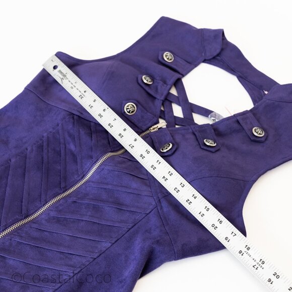 Lydia Suede Corset Vest Top XL Stretchy Bustier Fitted Biker Steampunk Goth NWT - Picture 10 of 12